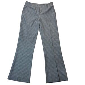 Hugo Boss Women's Wool Gray & Blue Lined Stitch Wide Leg Trousers Size 4